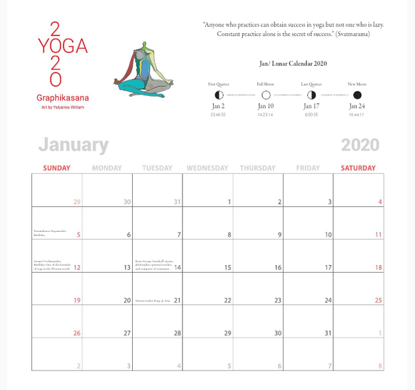 Asana Yoga Calendar 2020
