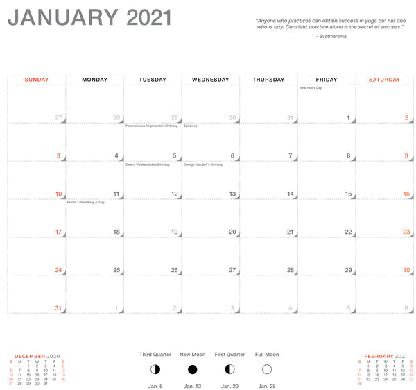 Asana Yoga Calendar 2021