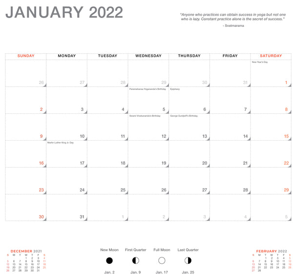 Asana Yoga 2022 Calendar