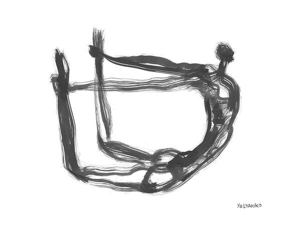 Art Print. Graphikasana, backbends, Bow pose (Dhanurasana), black and white, Art by Yolyanko