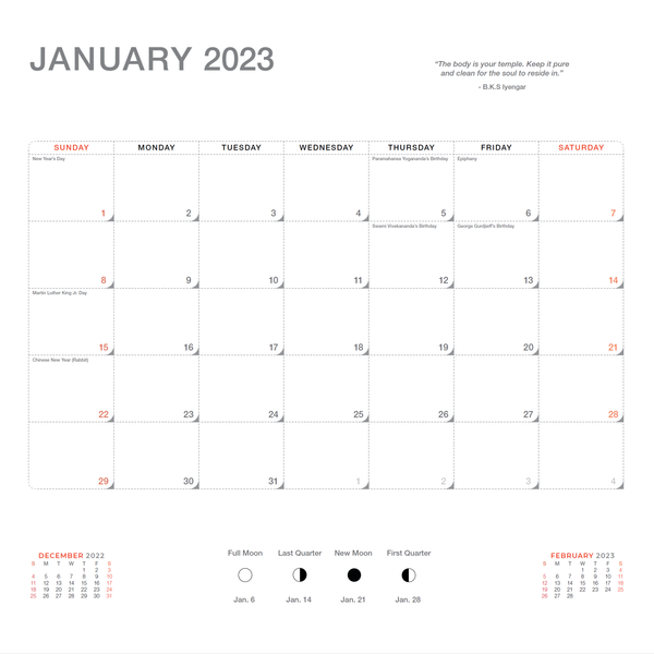 Asana Yoga 2023 Calendar
