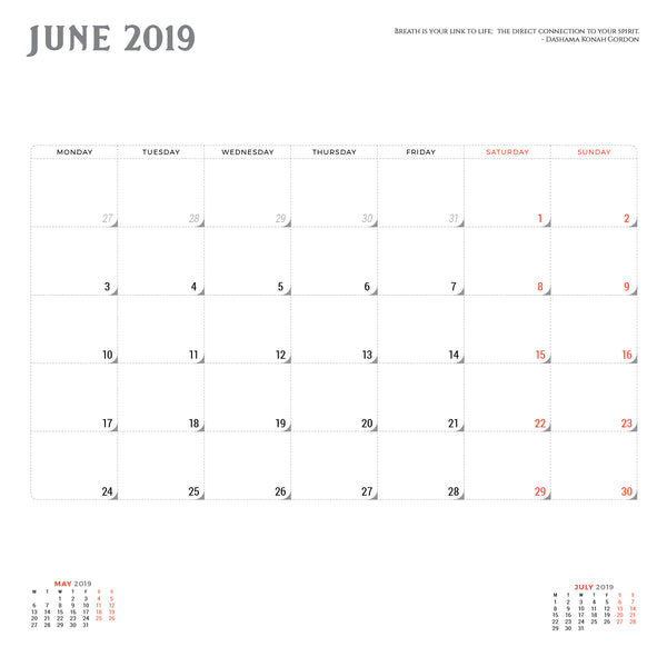 Calendar Yoga 2019 by Yolyanko William