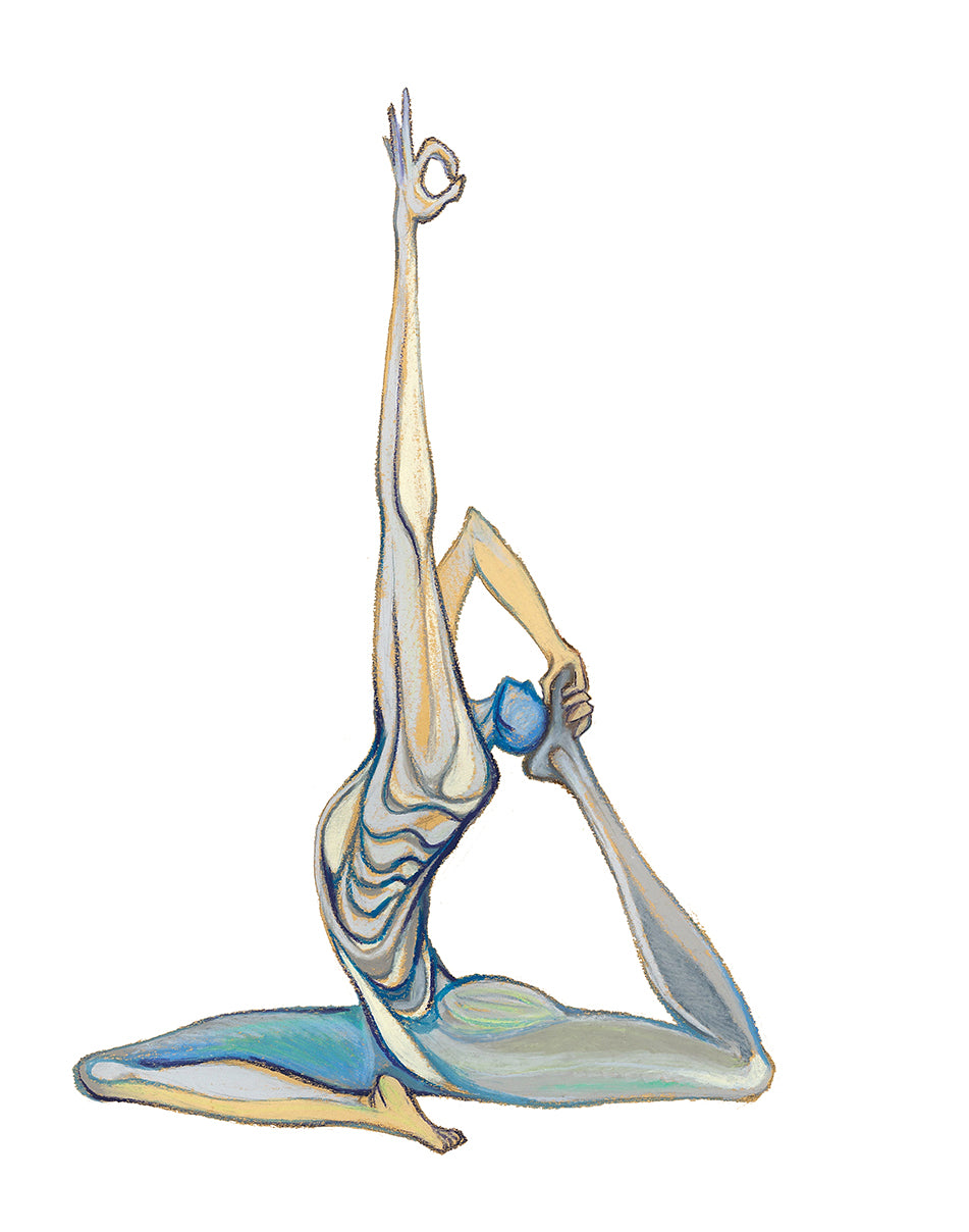 Art Print. Graphikasana, Backbends, Easy one-legged King Pigeon pose (Sukha Eka Pada Raja Kapotasana) Art by Yolyanko william