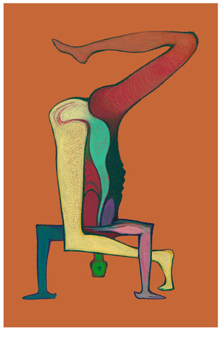 Art Print. Graphikasana, Inversions, Baby cradle pose in headstand (Hindolasana in Shirshasana) Art by Yolyanko william