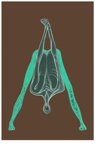 Art Print. Graphikasana, Forward bends, Feet spread out intense stretch (Prasarita Padottanasana),Art by Yolyanko william