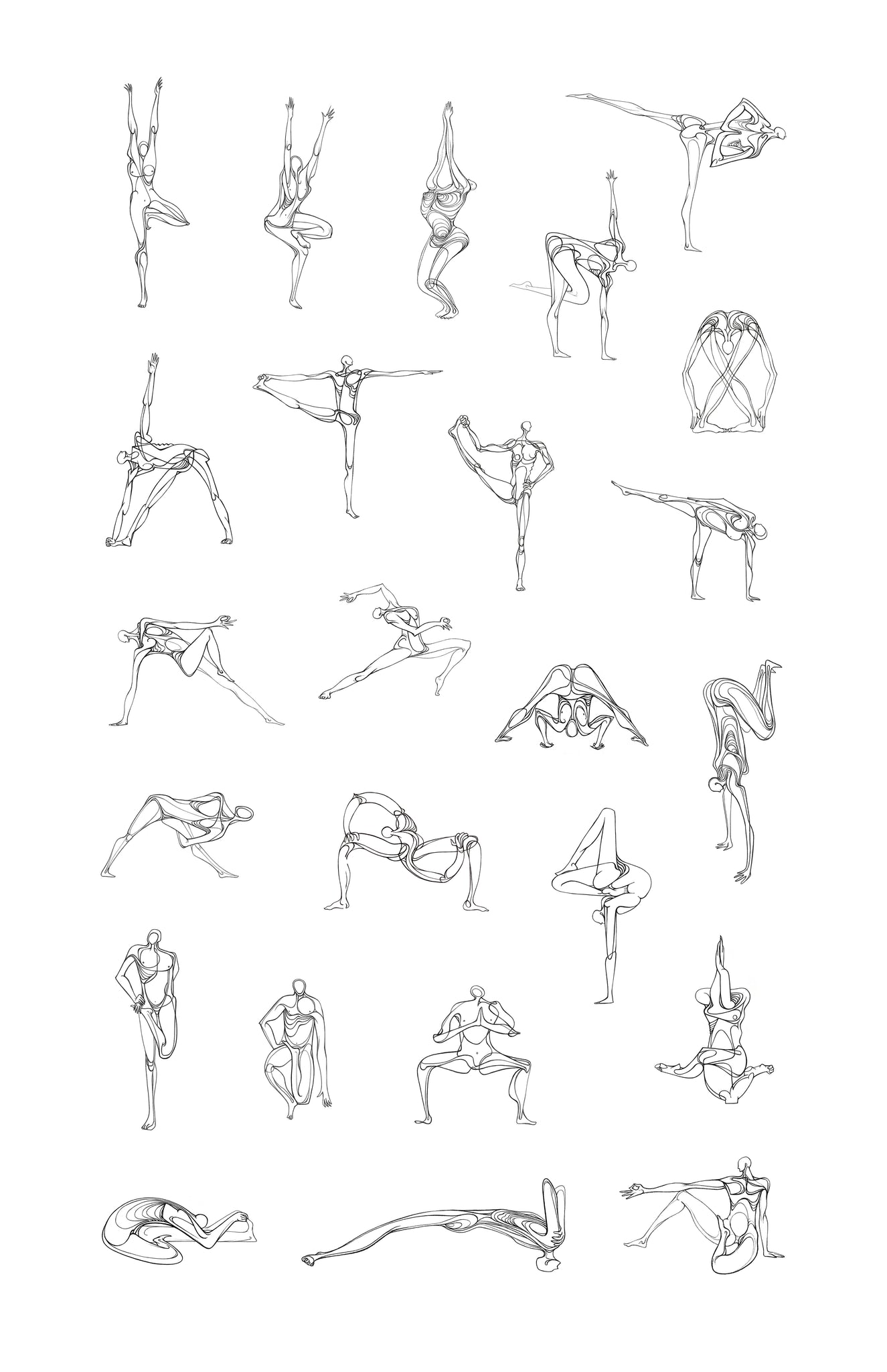 1 1e Art Print. Graphikasana, Yoga Sequence 1,  Art by Yolyanko