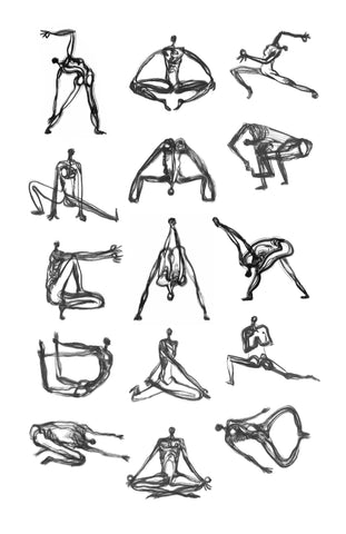 1 1d Art Print. Graphikasana, Yoga Sequence black & white, Art by yolyanko
