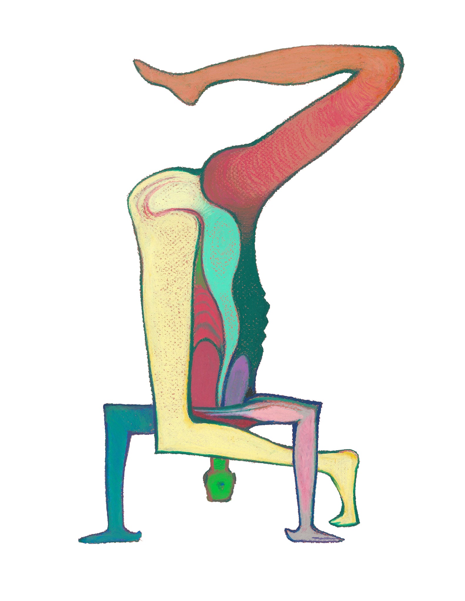 Art Print. Graphikasana, Inversions, Baby cradle pose in headstand (Hindolasana in Shirshasana) Art by Yolyanko william