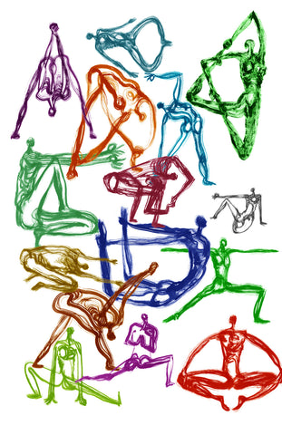 1 1f Art Print. Graphikasana, Yoga Sequence black & white, Art by yolyanko