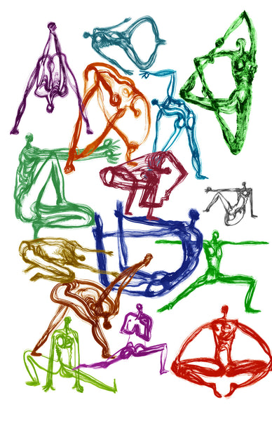 1 1f Art Print. Graphikasana, Yoga Sequence black & white, Art by yolyanko