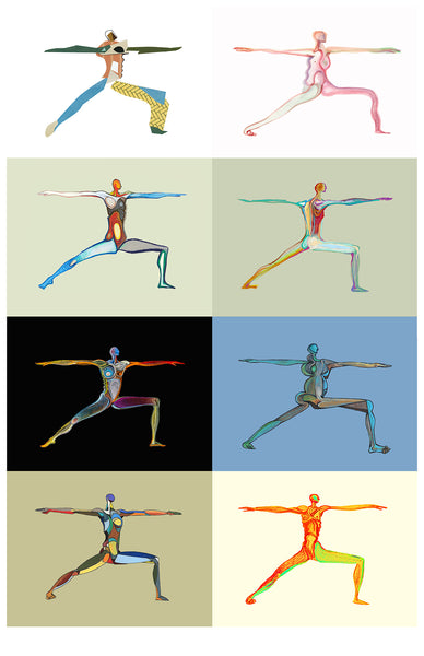Art Print. Graphikasana, Warrior variations, Art by Yolyanko William