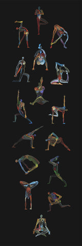 1 1g Art Print. Graphikasana, Yoga Sequence 1, black background, Art by Yolyanko