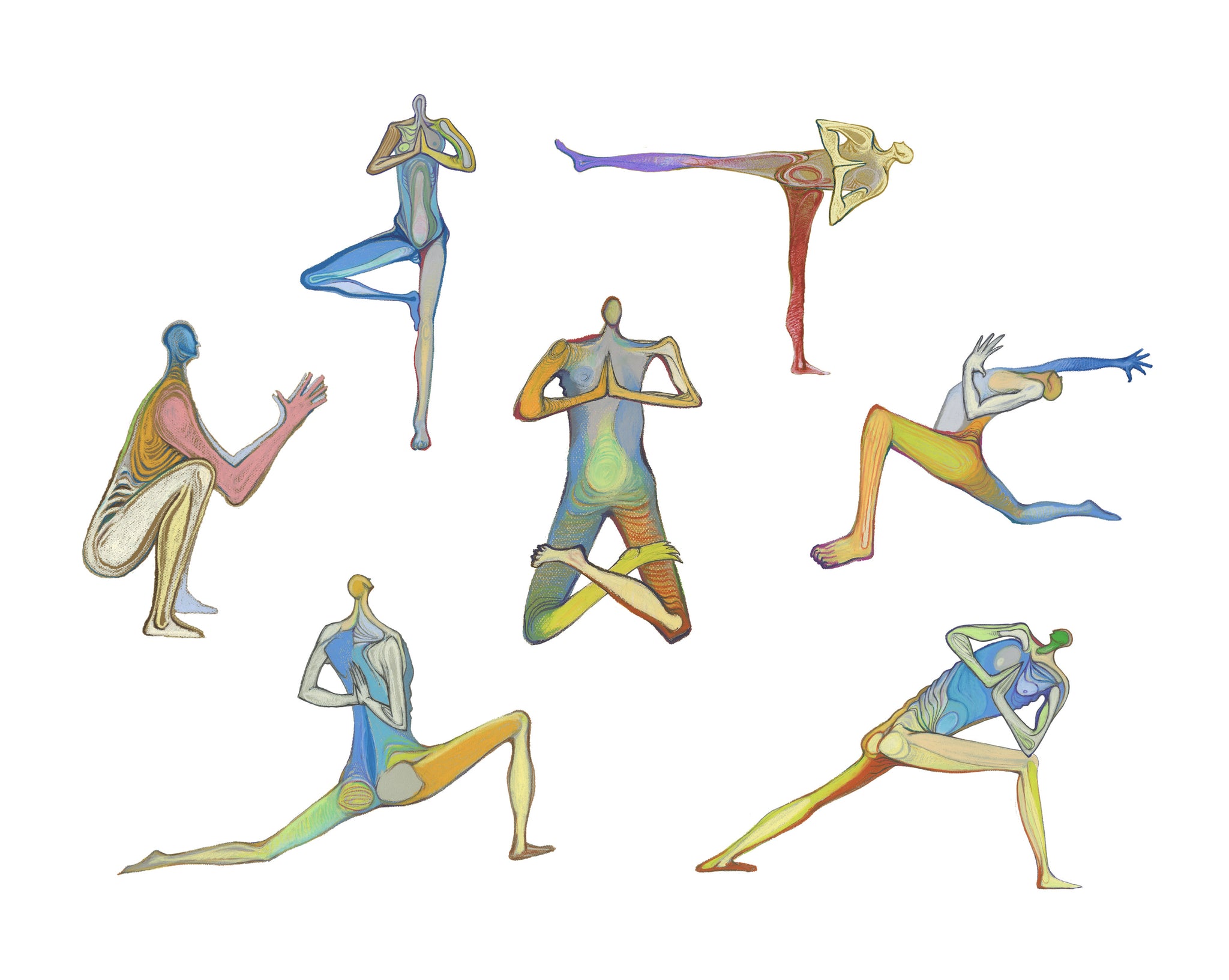 Art Yoga 7 Print. Graphikasana, Yoga sequence, Hands in prayer, Art by Yolyanko