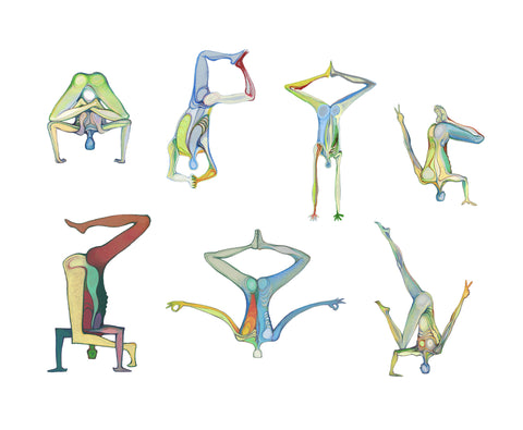 9 a Art Yoga Print. Graphikasana, Inversions, Art by Yolyanko