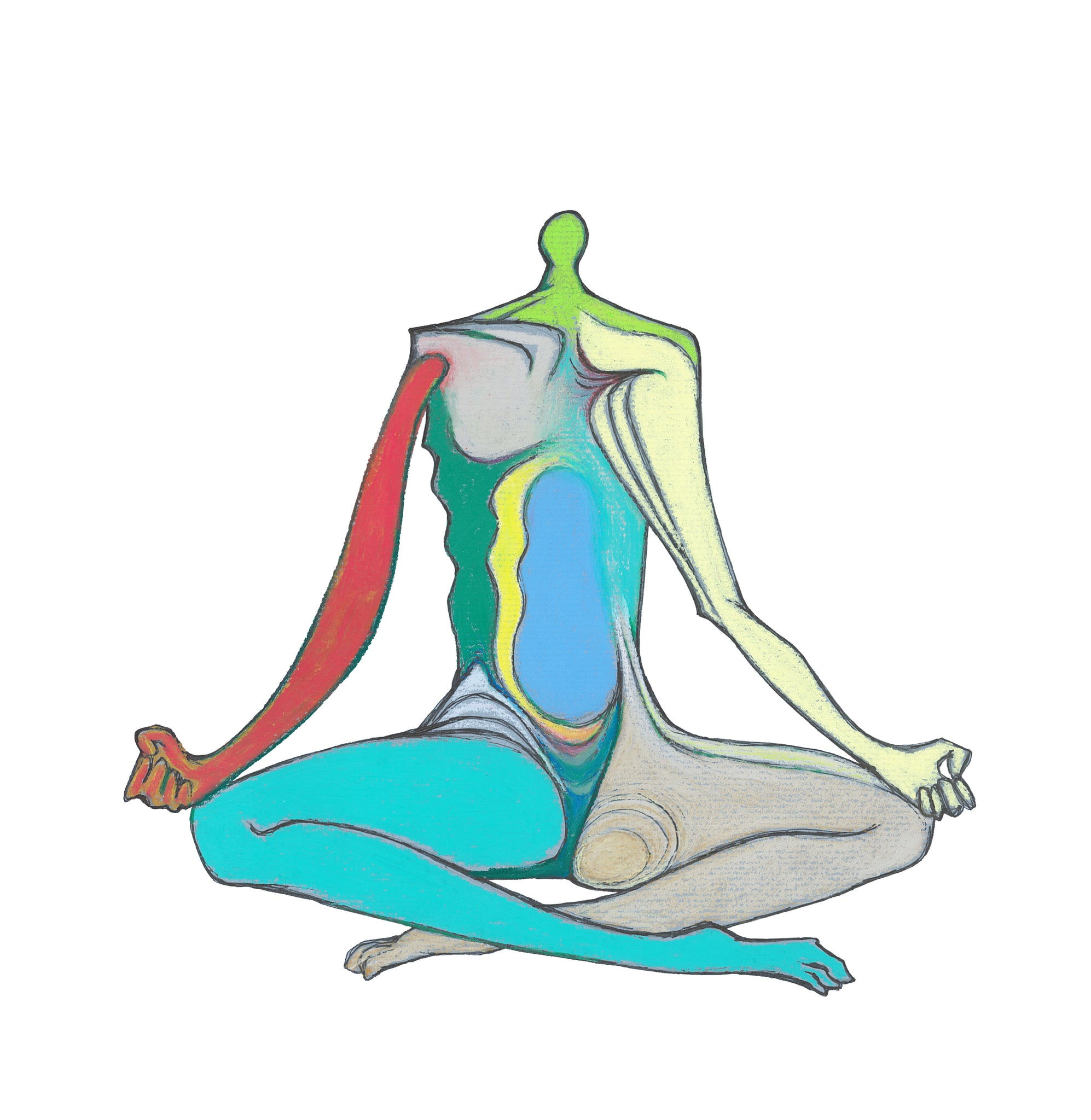 Art Print. Graphikasana, Relaxing pose, Full Lotus pose (Padmasana) Art by Yolyanko